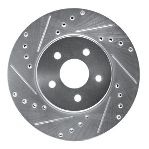 Ford Mondeo Brake Rotor (1) - Front Left - R1 Concepts - Drilled & Slotted - Silver - `01-`08